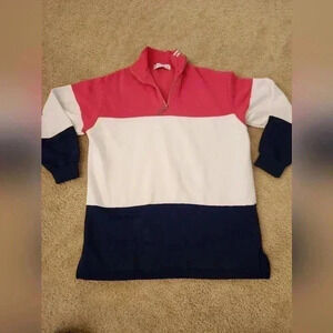 Pacer 2 Quarter Zip 3 Tone Sweater Gray,Pink,Blue Women's OverSized Small